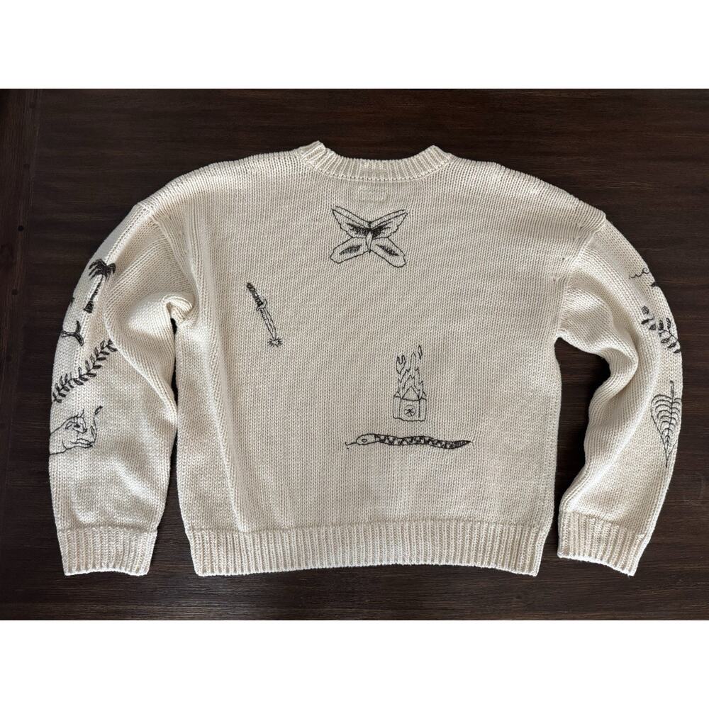 MOTHER Sweater Cotton Jumper Women’s Large Cream Drawings In The Sand $395 - Picture 2 of 16